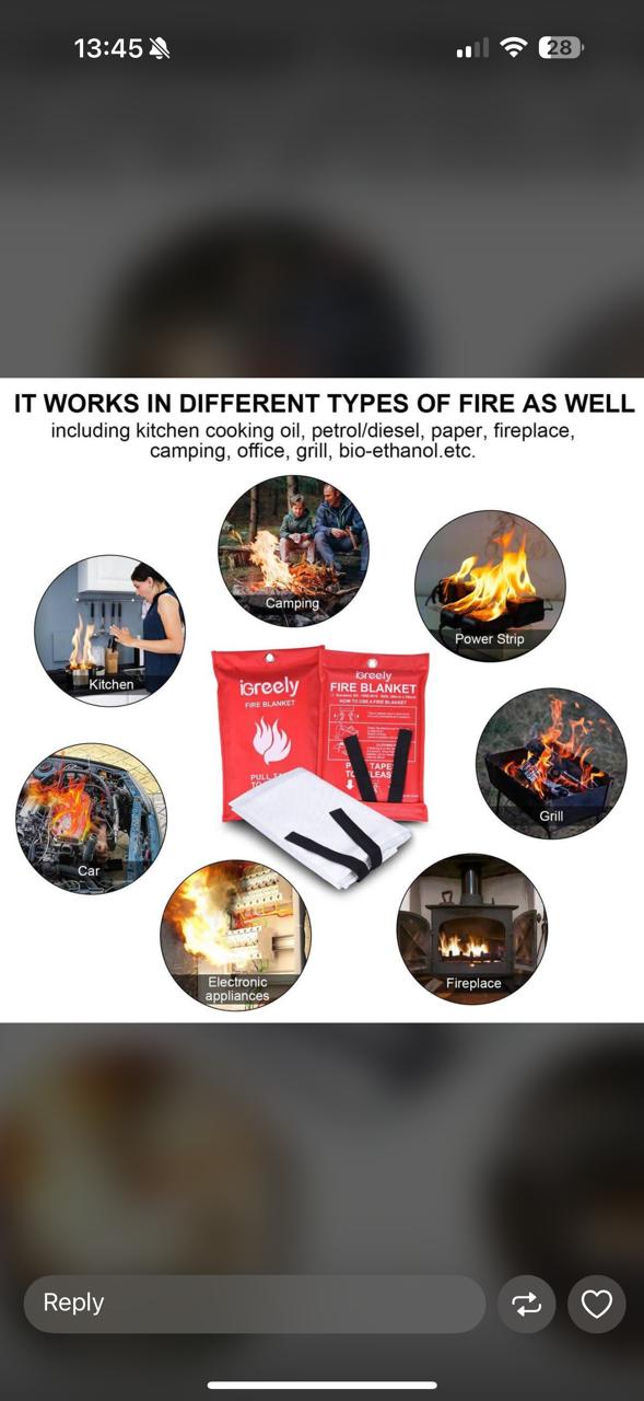 1m x 1m Fire Blanket